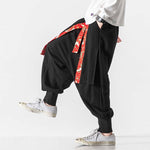Pantalon traditionnel japonais homme avec ceinture rouge