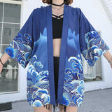 Acheter Veste kimono femme carpe bleu pas cher