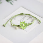 Bracelet japonais fleur marguerite verte