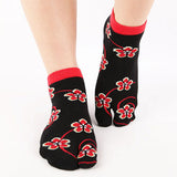 Chaussettes tabi femme fleurs rouges