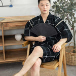 Jinbei japonais homme à carreaux noir kimono