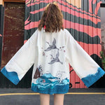 Kimono court femme blanc