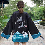 Kimono court femme noir