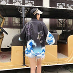 Kimono haori vague de kanagawa noir