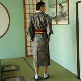Kimono homme japonais carpes koï avec ceinture obi