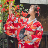Kimono japonais femme motifs grue pas cher
