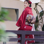 Kimono japonais femme rouge obi