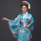 Kimono japonais long femme bleu ciel