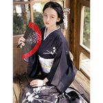 Kimono japonais noir pour femme