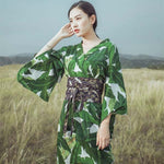 Kimono japonais vert femme