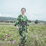 Kimono japonais vert pour femme