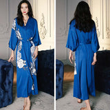 Kimono peignoir femme bleu pas cher