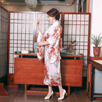 Kimono traditionnel japonais pour femme blanc satin