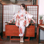 Kimono traditionnel japonais pour femme satin blanc