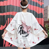 Kimono veste femme japonais grue blanc