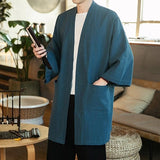 Kimono veste longue homme bleu pas cher