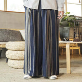 Pantalon hakama bleu à rayures