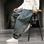 Pantalon homme style japonais gris