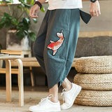 Pantalon japonais homme carpe koï gris