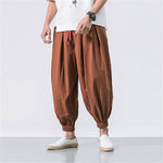 Pantalon large japonais homme marron