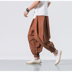 Pantalon large japonais pour homme marron