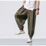 Pantalon large japonais pour homme vert