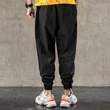 Pantalon streetwear jogging japonais cotton noir