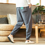 Pantalon style japonais homme grue gris