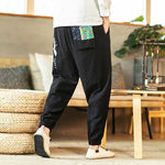 Pantalon style japonais homme grue noir