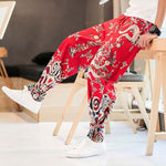 Pantalon style japonais rouge