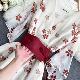 Robe fleurie japonaise ceinture obi