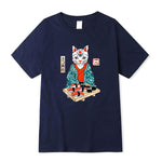 T-shirt japonais chat bleu foncé