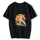 T-shirt japonais chat et vague