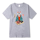 T-shirt japonais chat gris clair