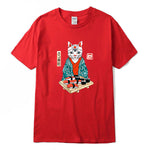 T-shirt japonais chat rouge