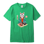 T-shirt japonais chat vert