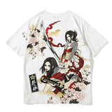 T-shirt japonais femmes avec katana blanc