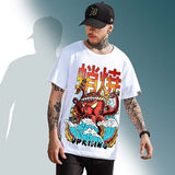 T-Shirt japonais homme pieuvre blanc