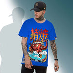 T-Shirt japonais homme pieuvre bleu