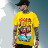 T-Shirt japonais homme pieuvre jaune