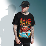 T-Shirt japonais homme pieuvre noir