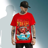 T-Shirt japonais homme pieuvre rouge
