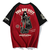 T-shirt japonais imprimé "You Are Ugly" rouge