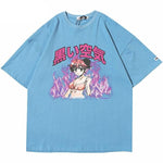 T-shirt japonais manga fille bleu