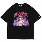 T-shirt japonais manga fille noir