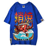 T-Shirt japonais pieuvre bleu