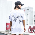 T-shirt motif japonais grue femme