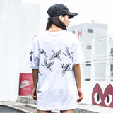 T-shirt motif japonais grue femme