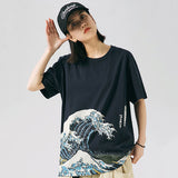 T-shirt vague de Kanagawa bleu