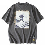 T-shirt vague de Kanagawa Uniqlo gris